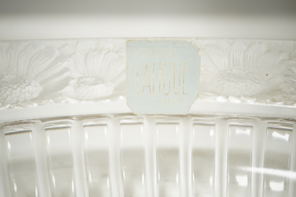 A Lalique ‘Marguerites’ shallow glass bowl, signed to the base, 33cm in diameter